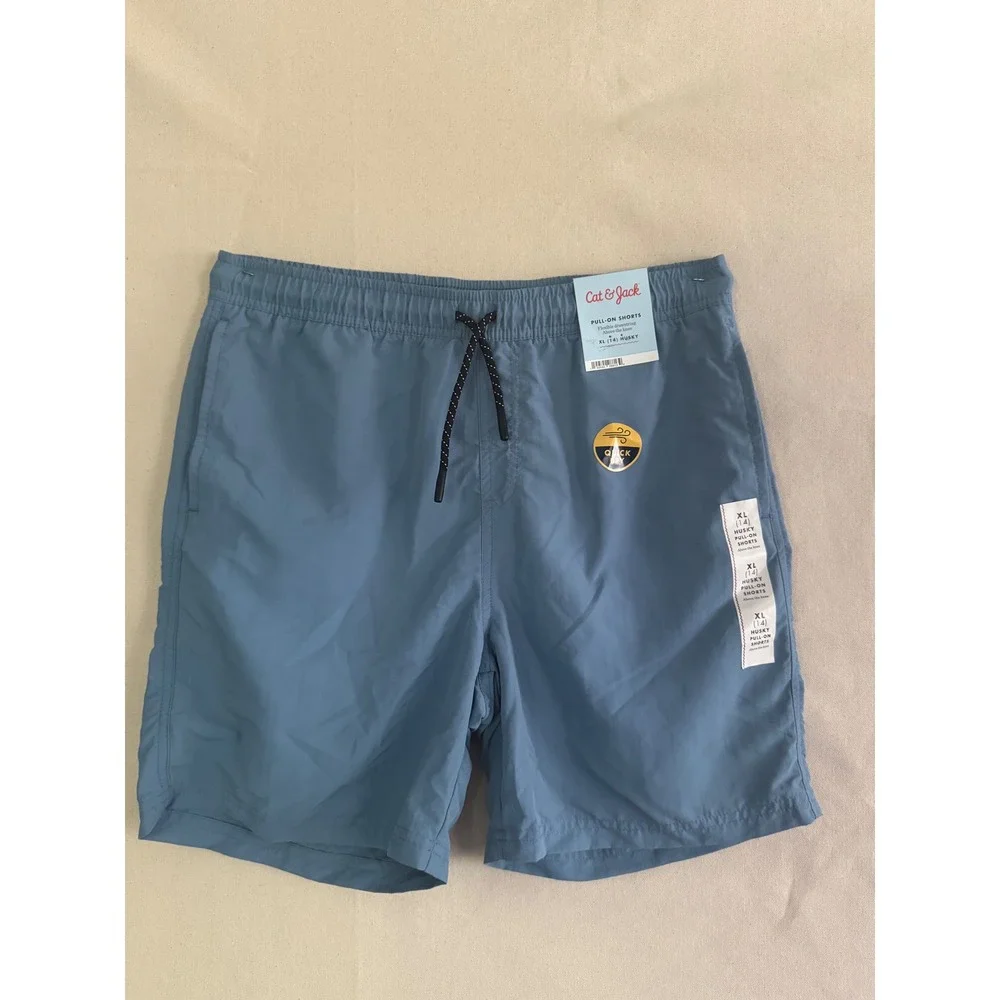 Cat & Jack Boys XL 14 Husky Quick Dry Pull-On Shorts Blue UPF 50+ NWT